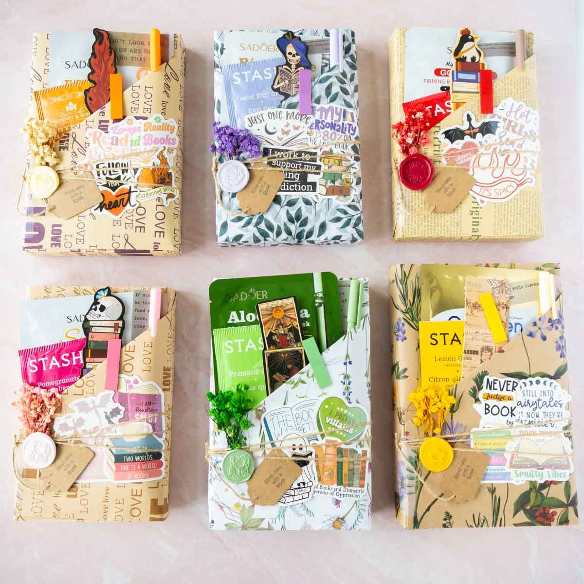 six blind dates with a book decorated in bright colored paper