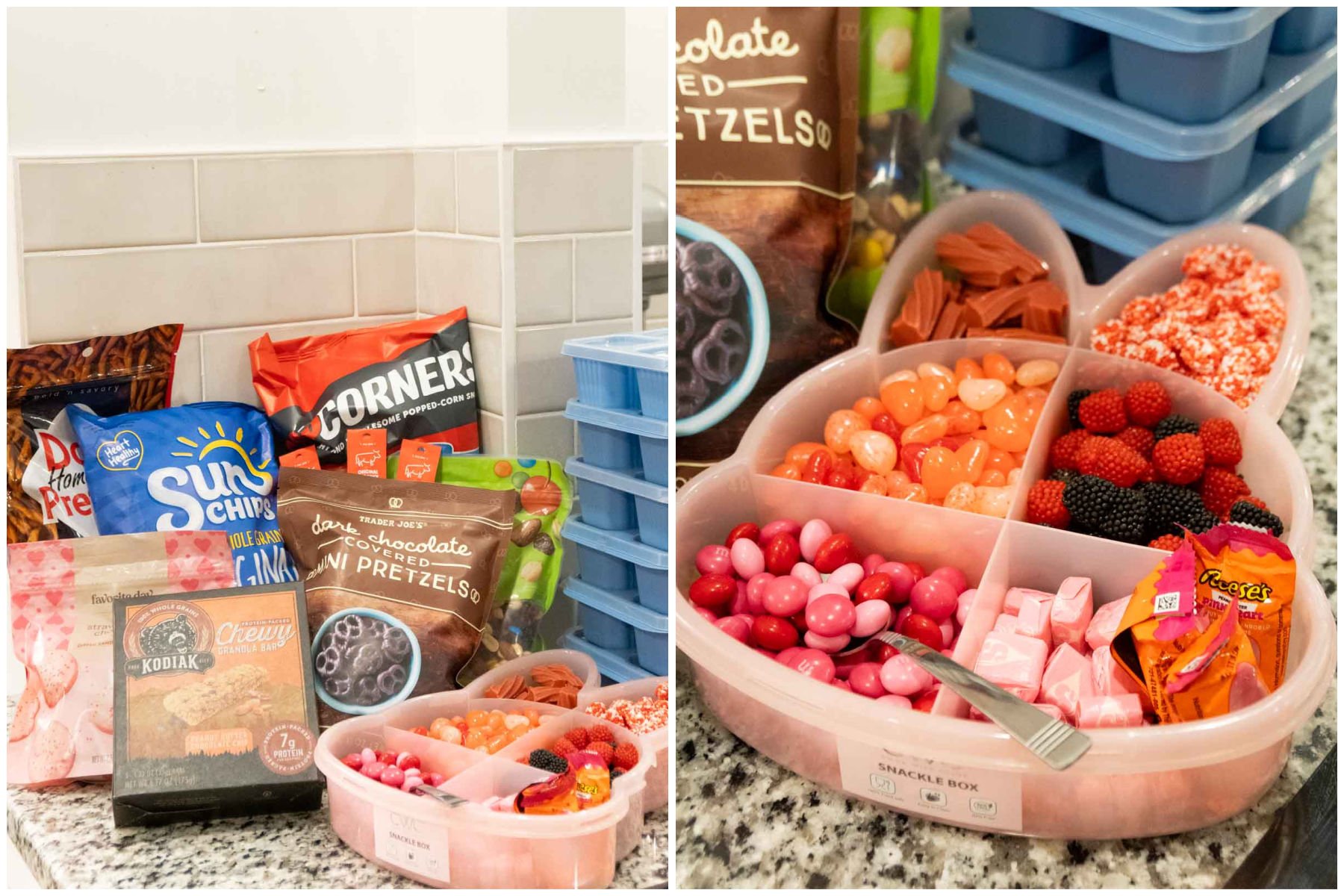 two images showing snacks at a book retreat