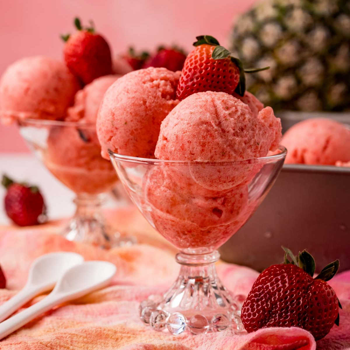 glass of strawberry lemon sorbet