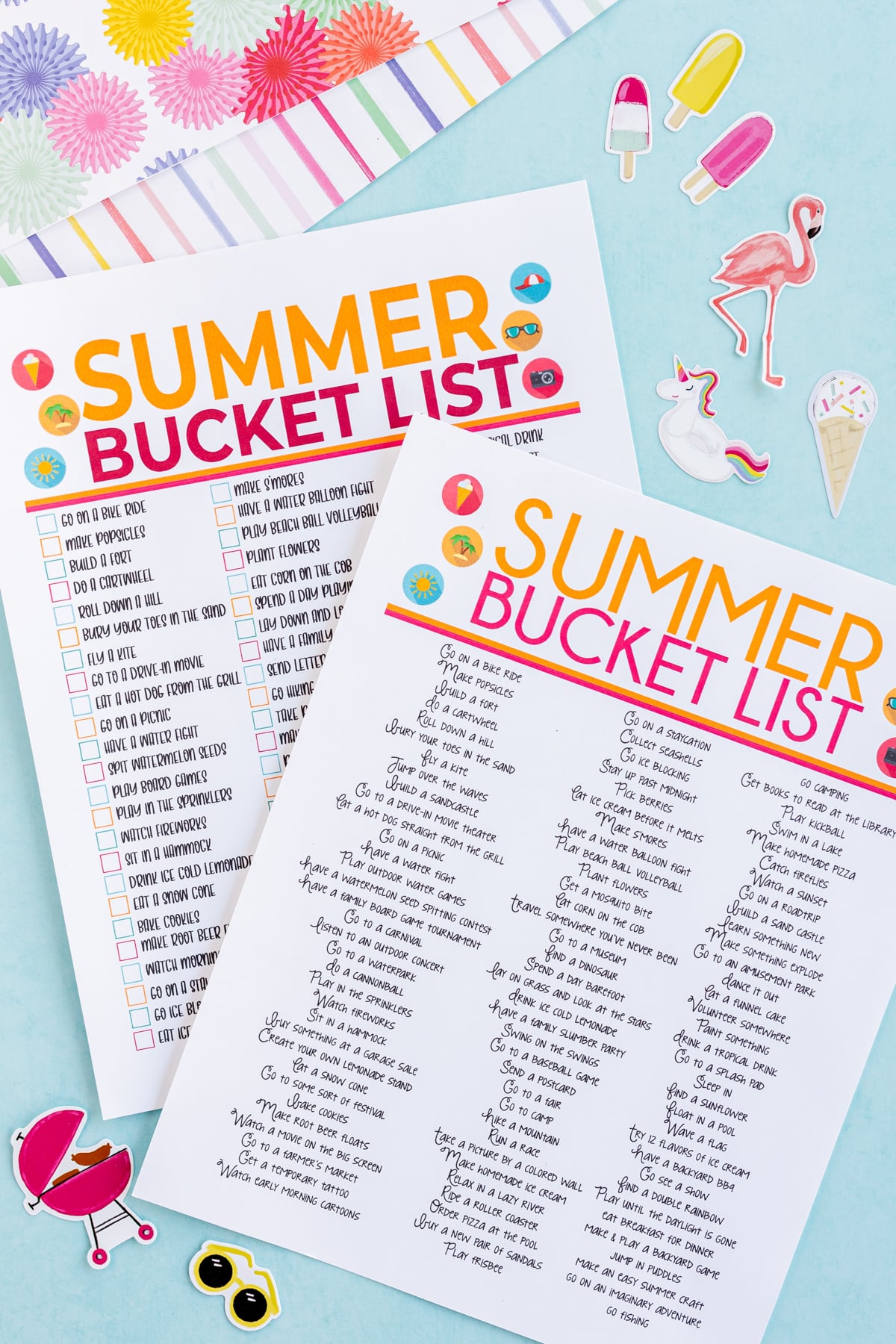 printable summer bucket list