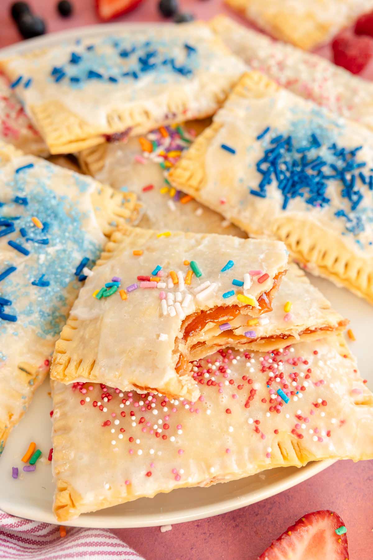 half eaten homemade pop tarts stacked on top of each other