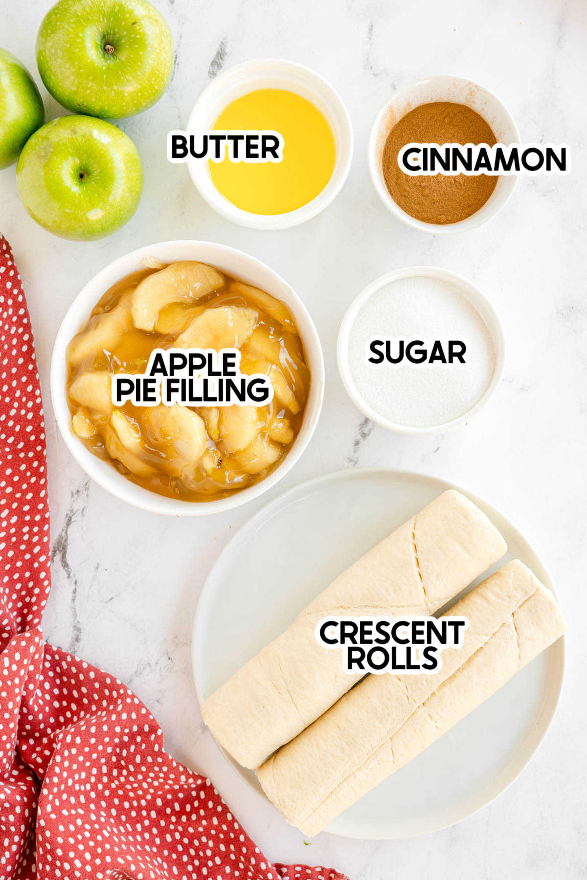 ingredients in apple turnovers with labels