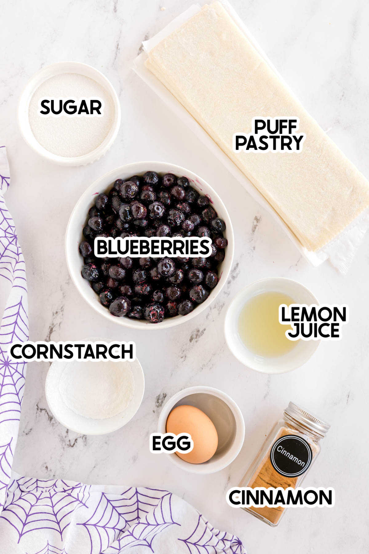 ingredients to make ghoster strudels with labels