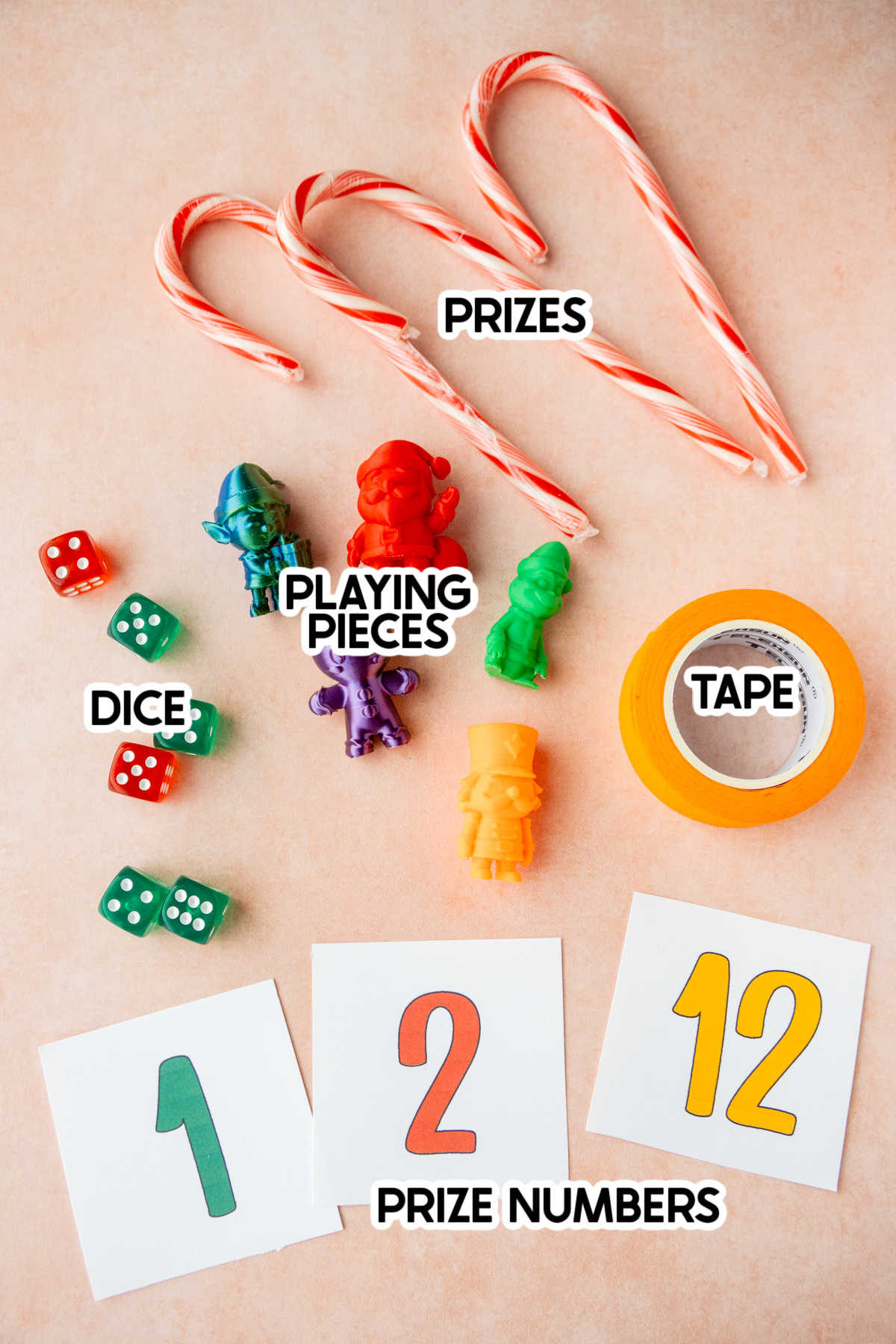 items to play a 12 days of giftmas game with labels