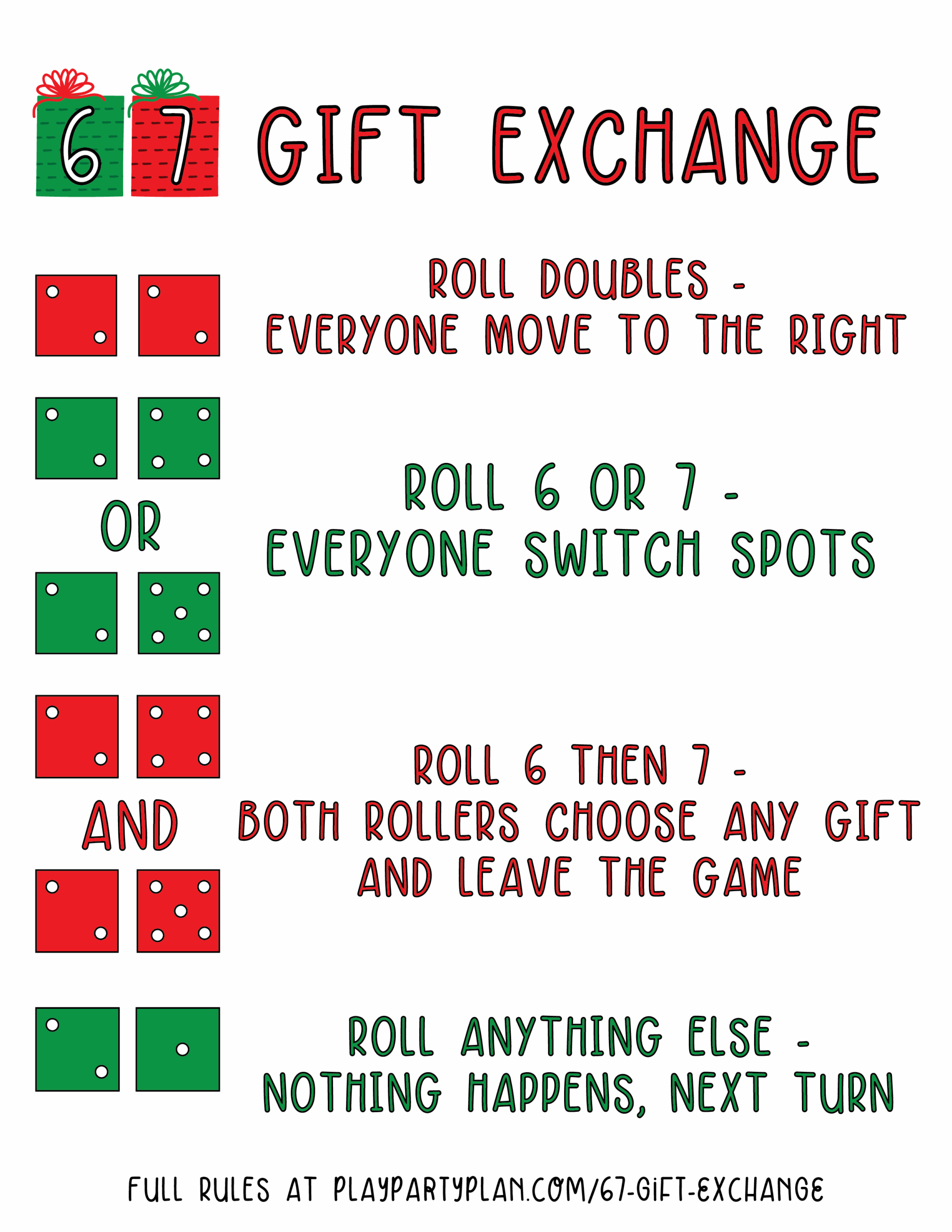 67 gift exchange instruction card