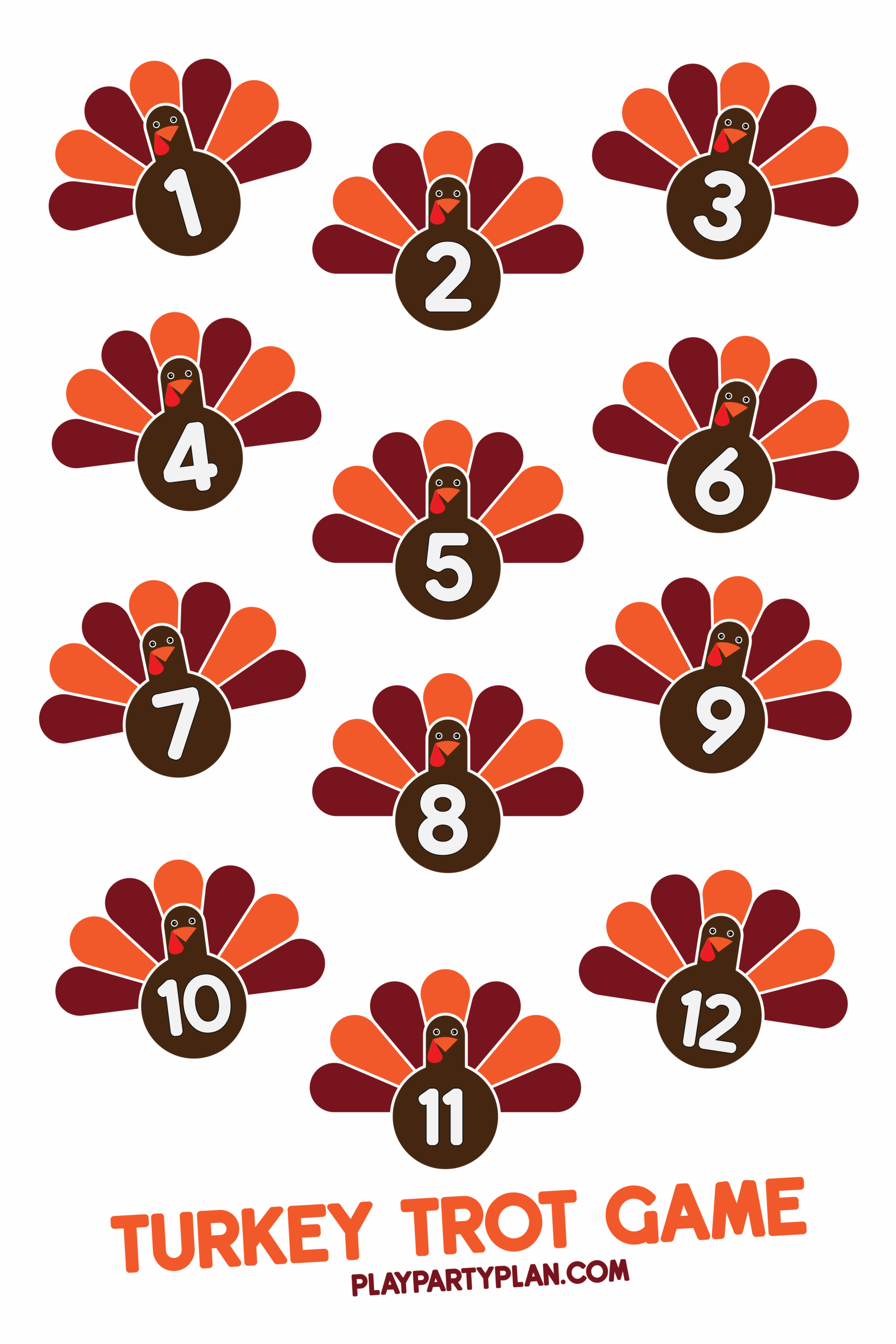turkey pictures with numbers on them