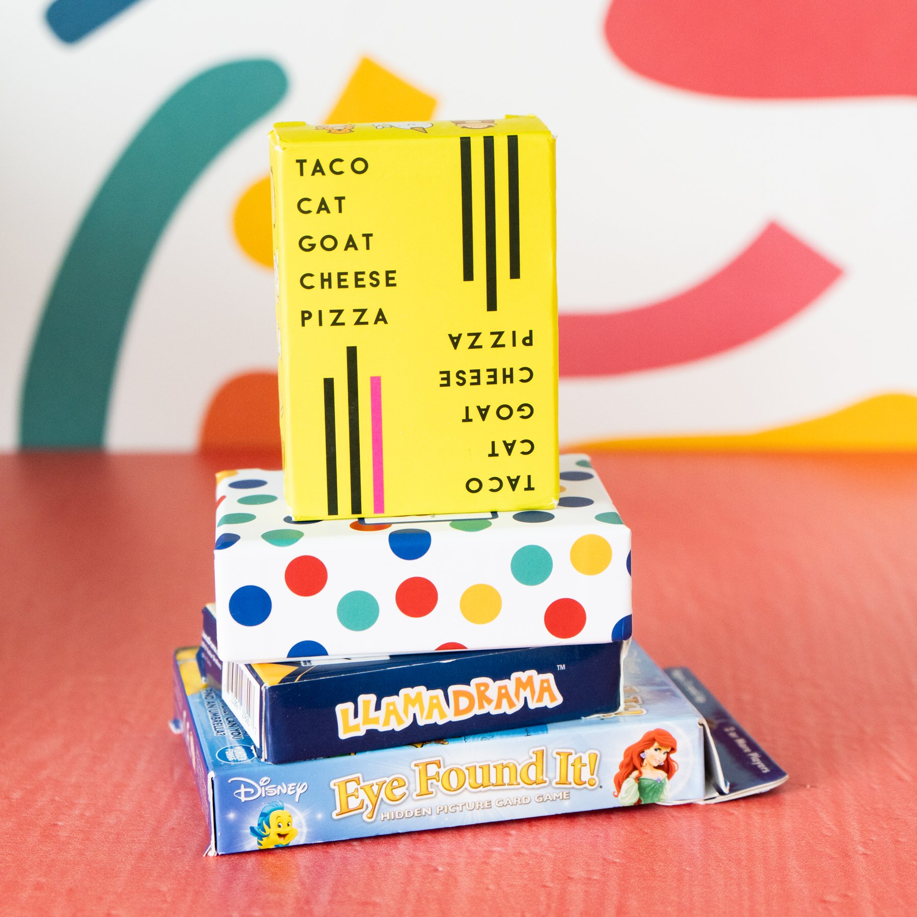 stack of small card games 