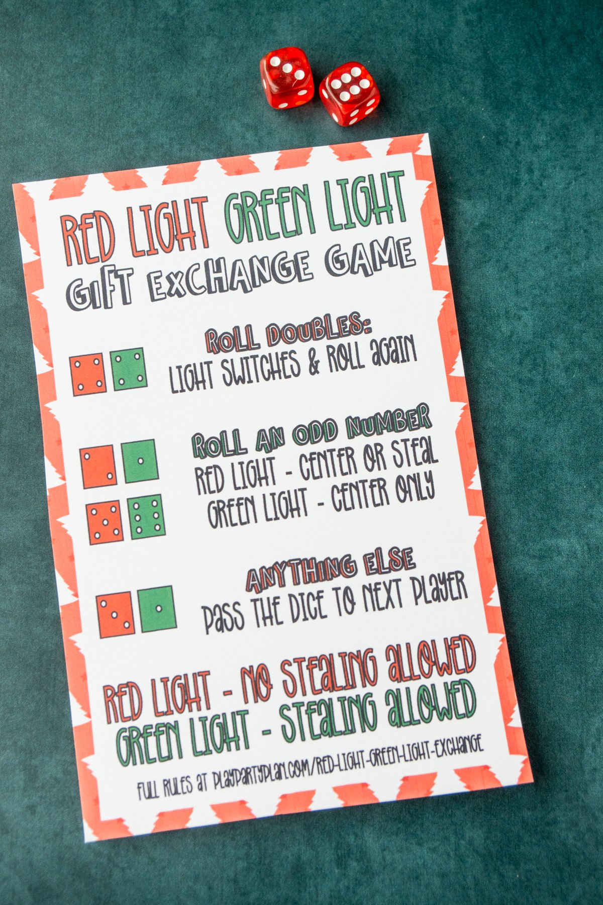 Red light green light game with a pair of dice