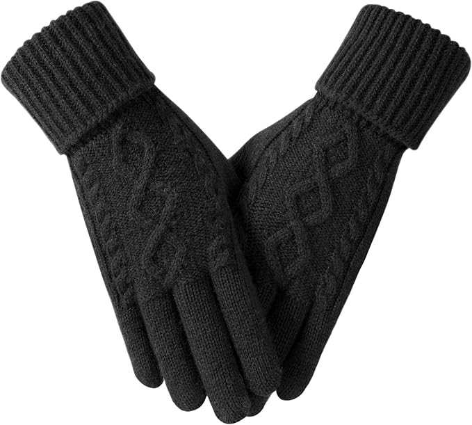 black knitted gloves