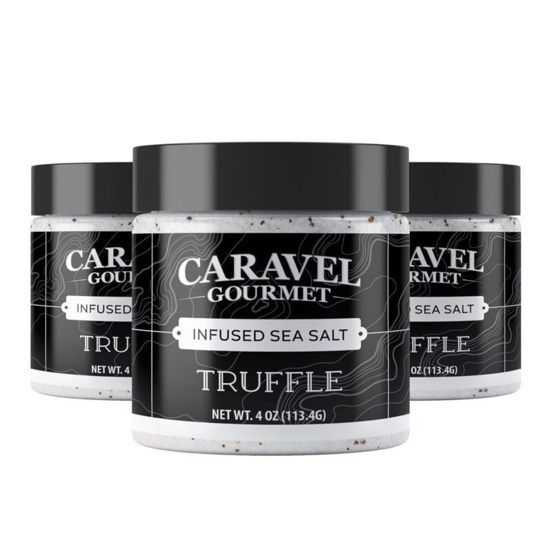 three bottles of truffle sea salt