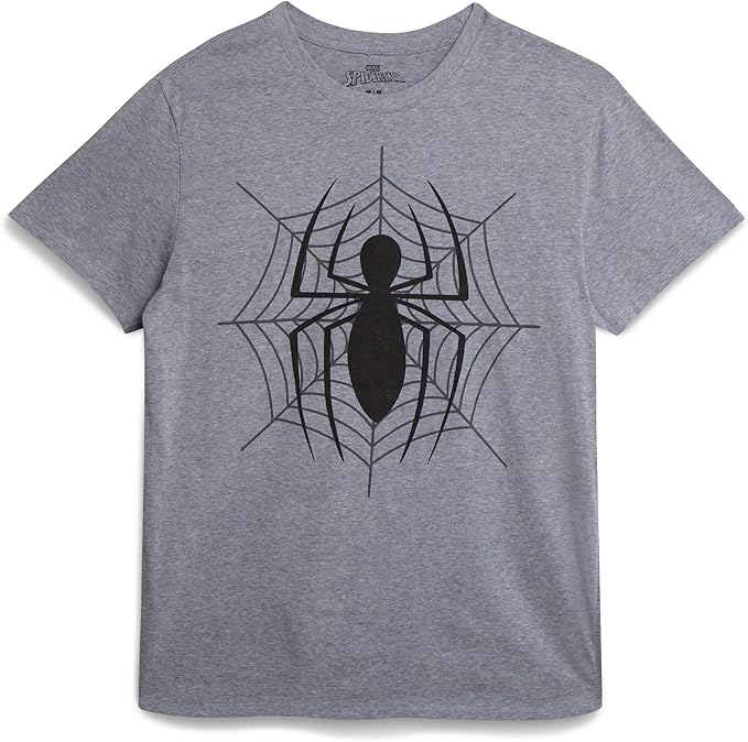 Spiderman logo on a grey t-shirt