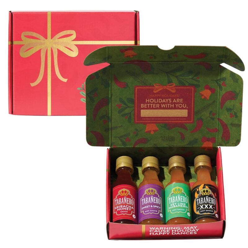 Mini hot sauce collection in a box