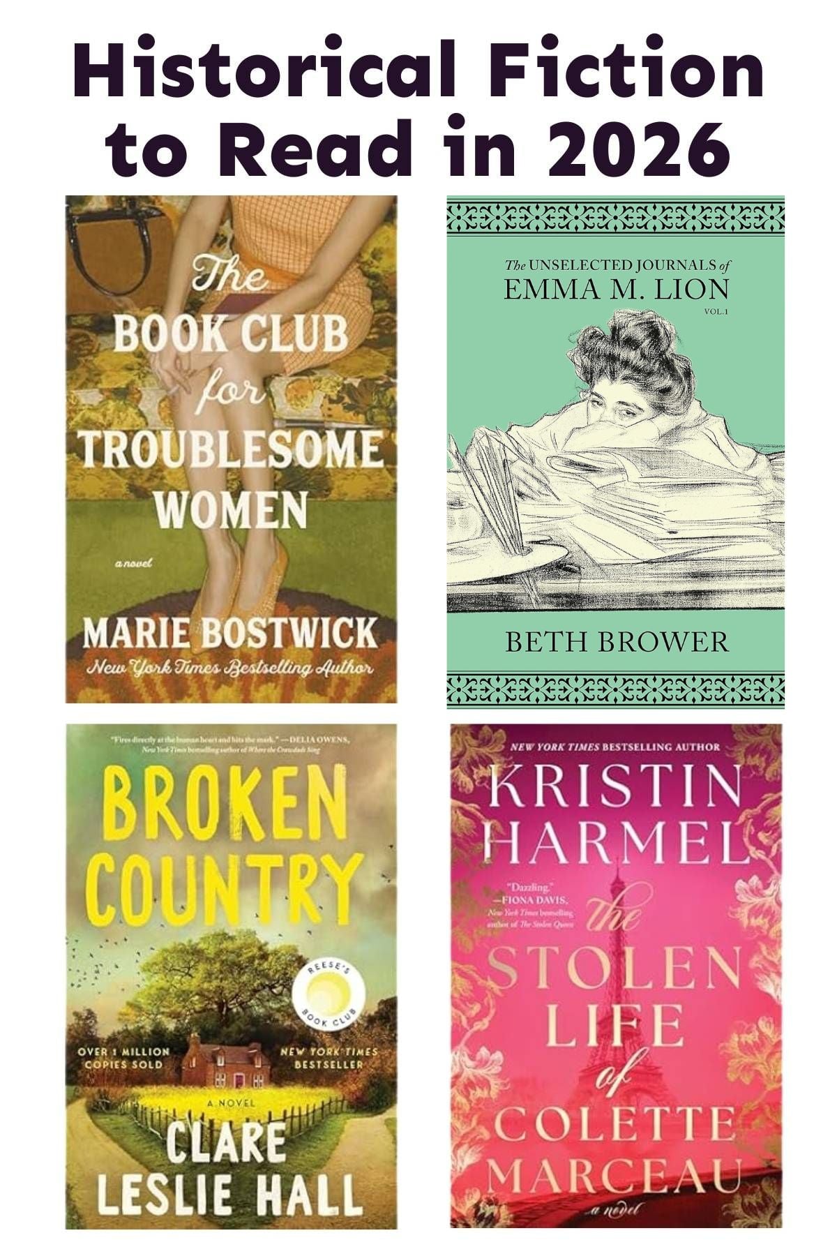 collage of historical fiction novels