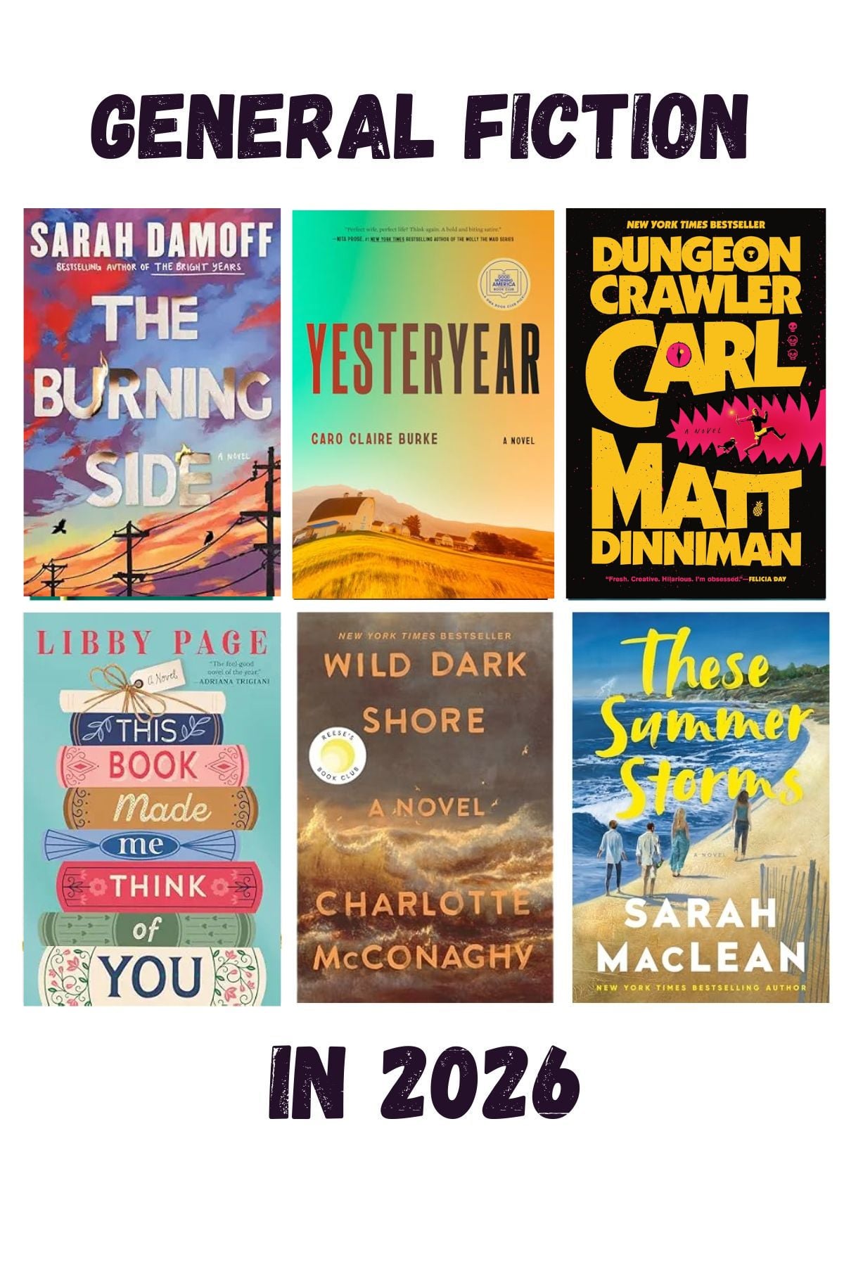 collage of general fiction books