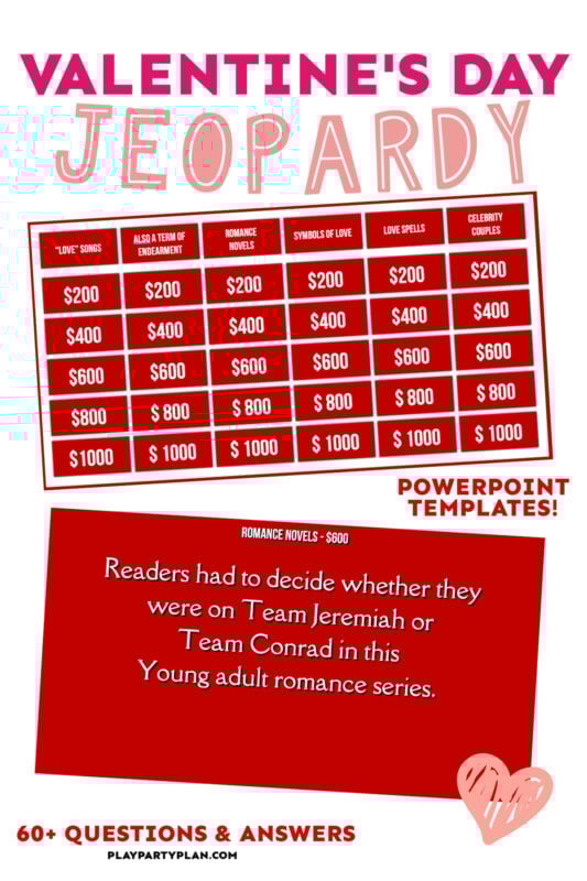 Valentine's Day Jeopardy powerpoint boards