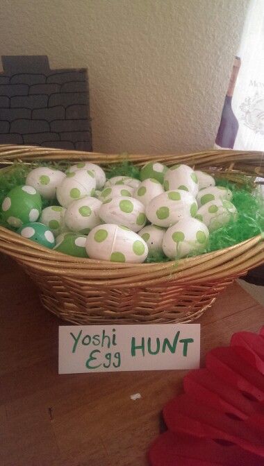 basket of yoshi plastic eggs