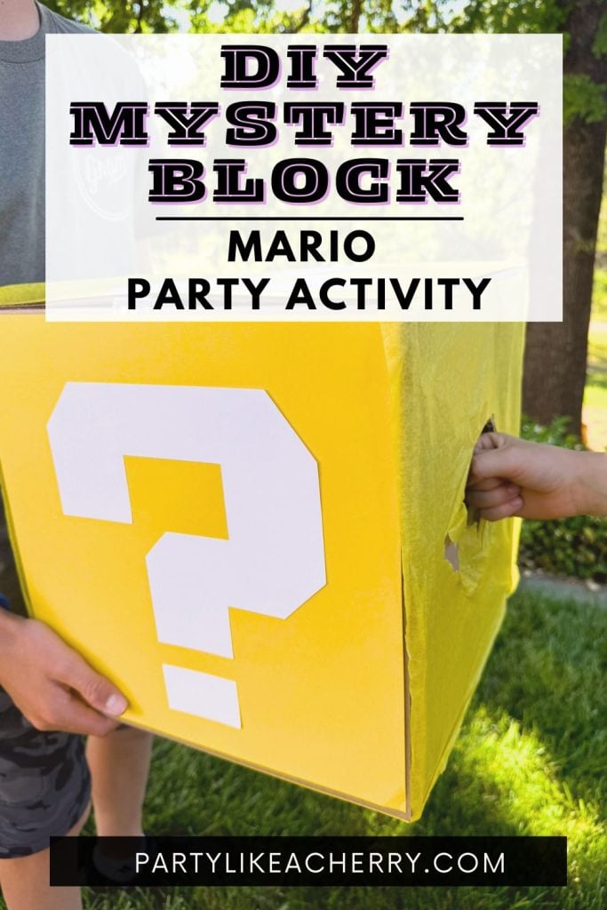 Super Mario mystery box with text on it