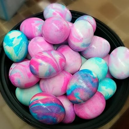 multicolored marbled easter eggs