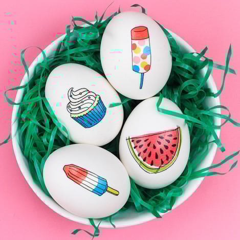 easter eggs designed with temporary tattoos