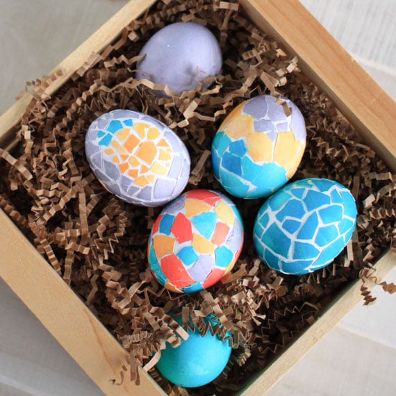 box of Easter egg decorated in a mosaic pattern