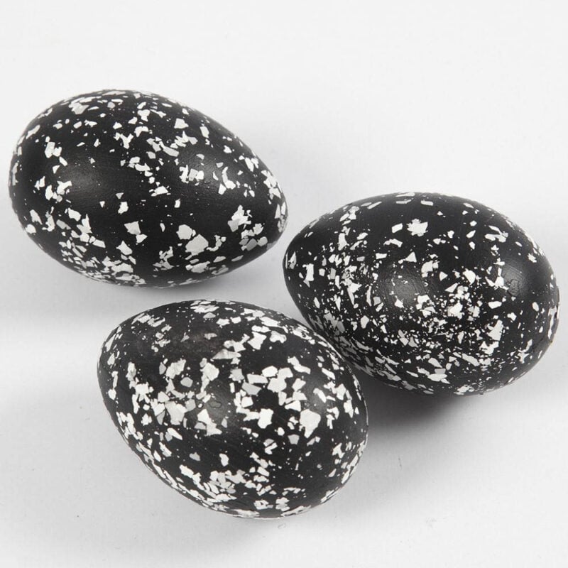 black and white speckled easter egg