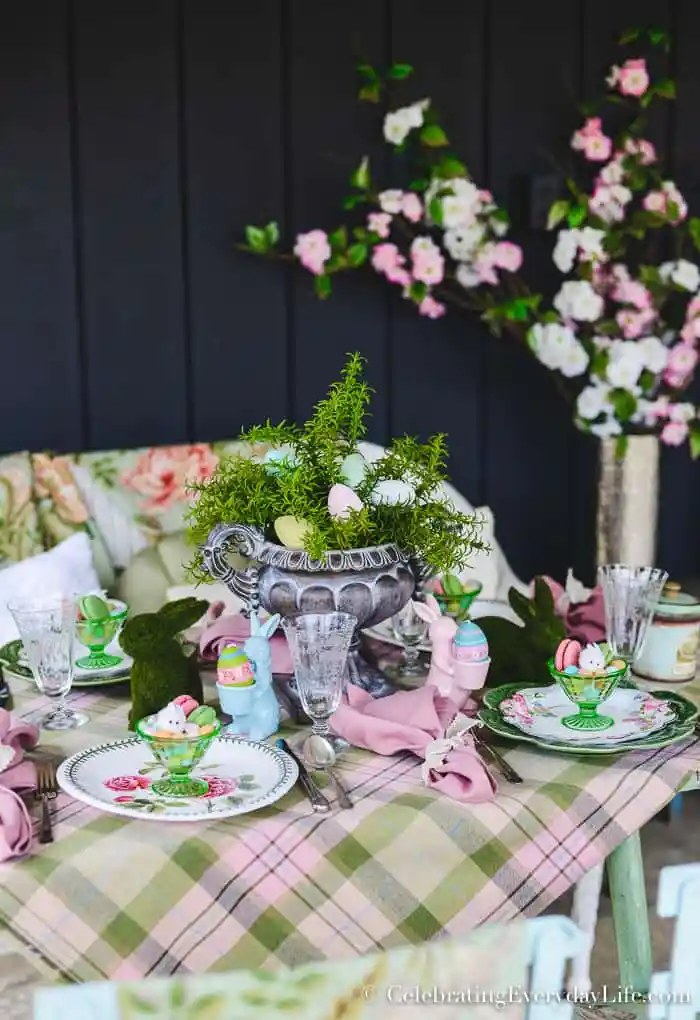 Easter table with little bunny dishes
