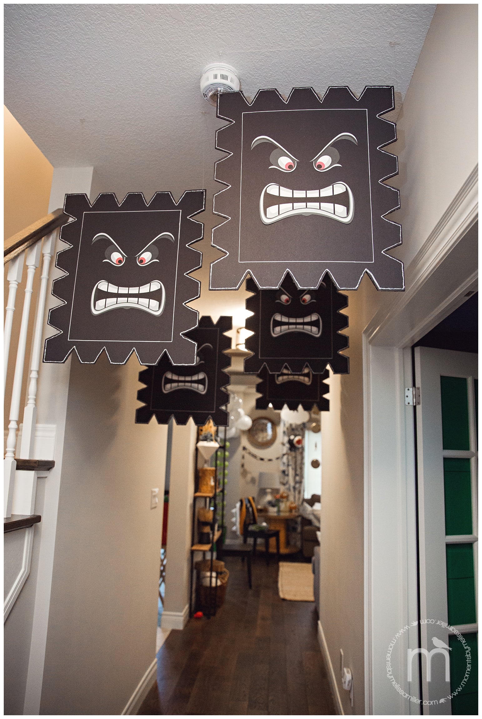 hallway with DIY thwomps