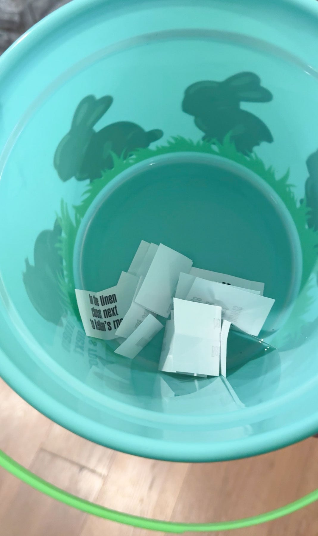 Easter charades clues in an easter basket