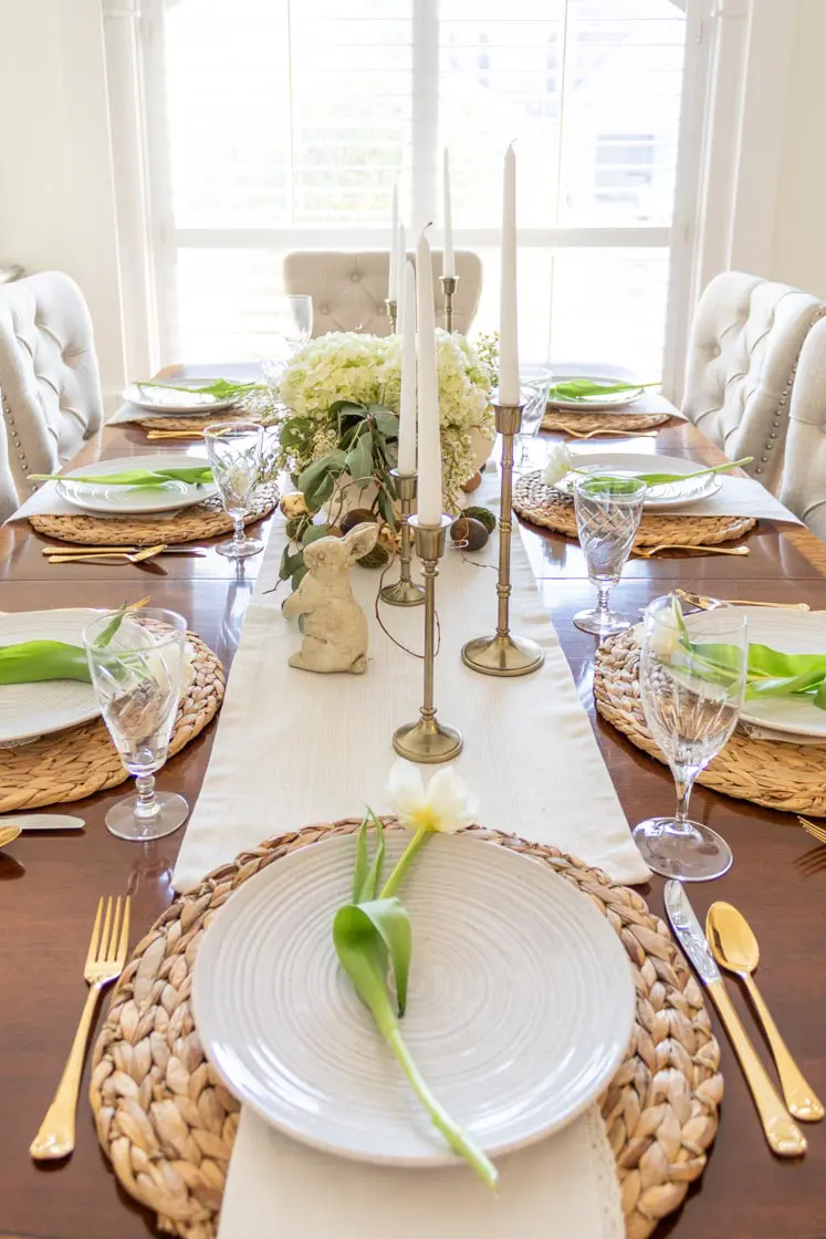 easter table setting with a single stem