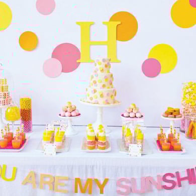 sunshine themed dessert table