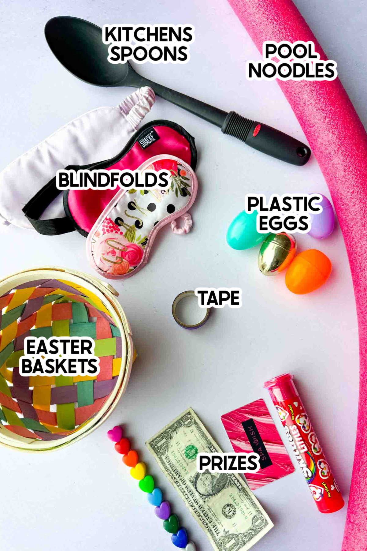 supplies to play hungry hungry bunnies with labels