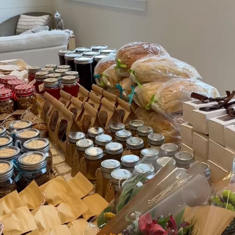 table full of various homemade items