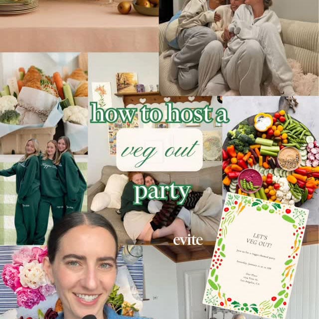 collage of images that give examples of a veg out party