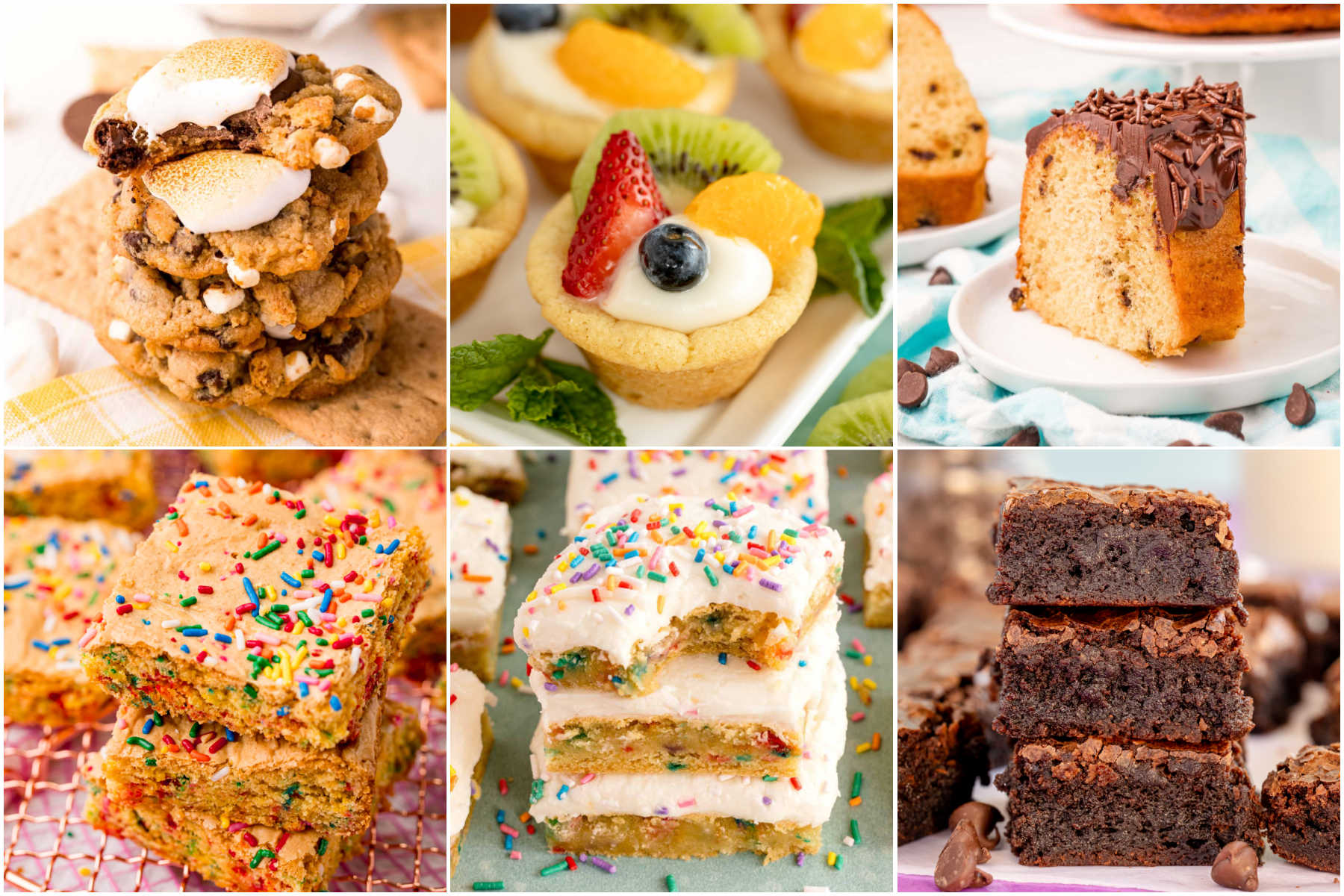 six images in a collage showing baked goods