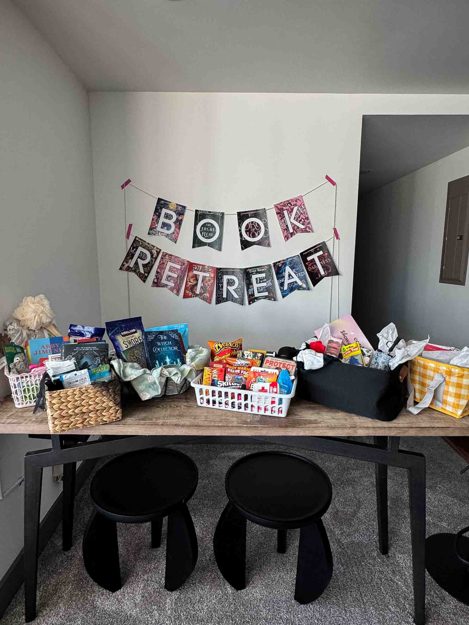 book gift baskets on a table