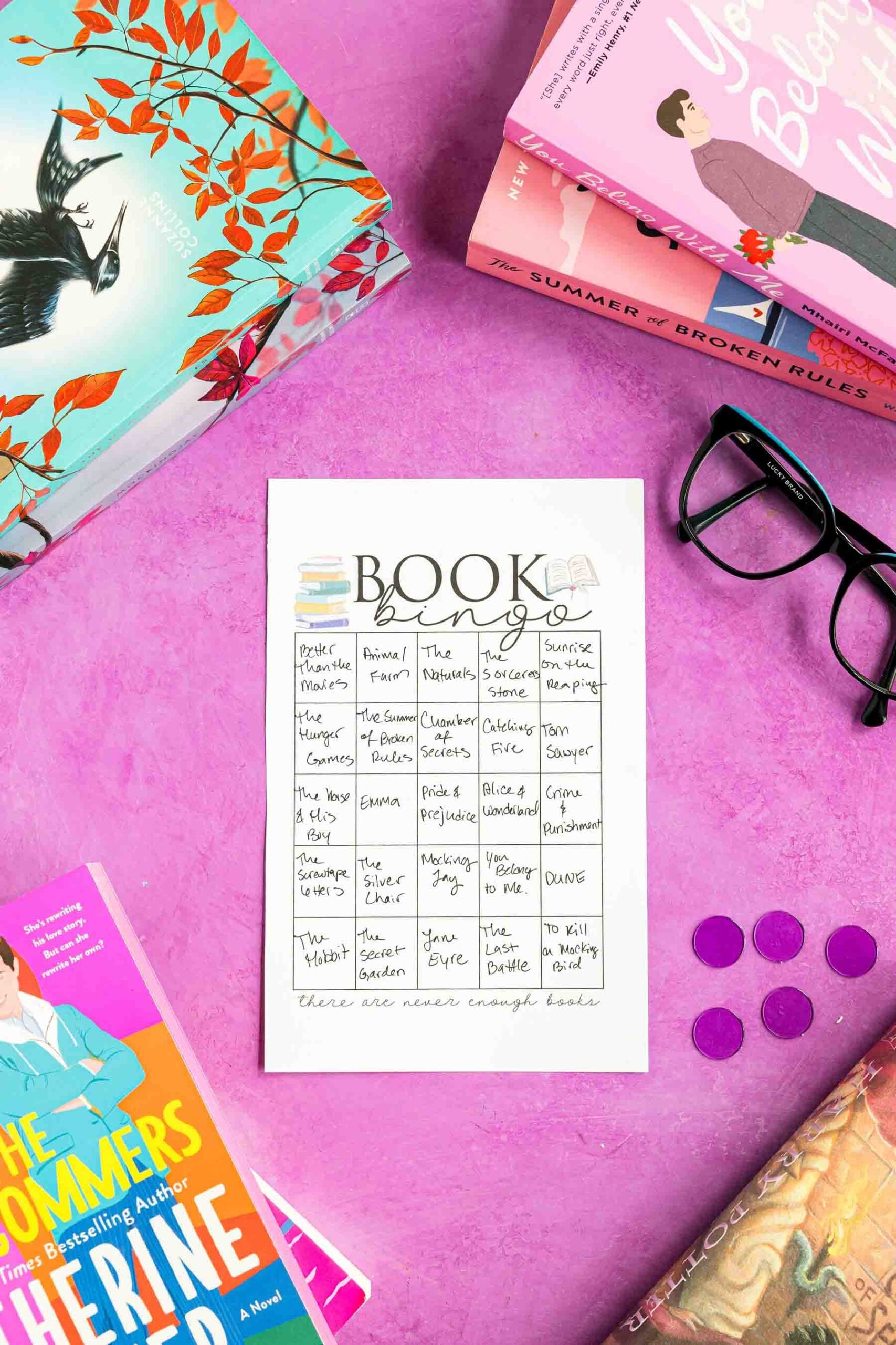 filled in book bingo card