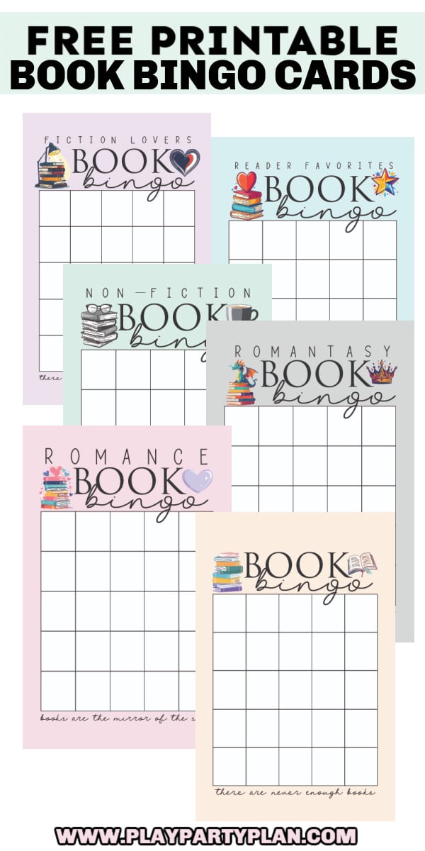 blank book bingo cards on stacked up