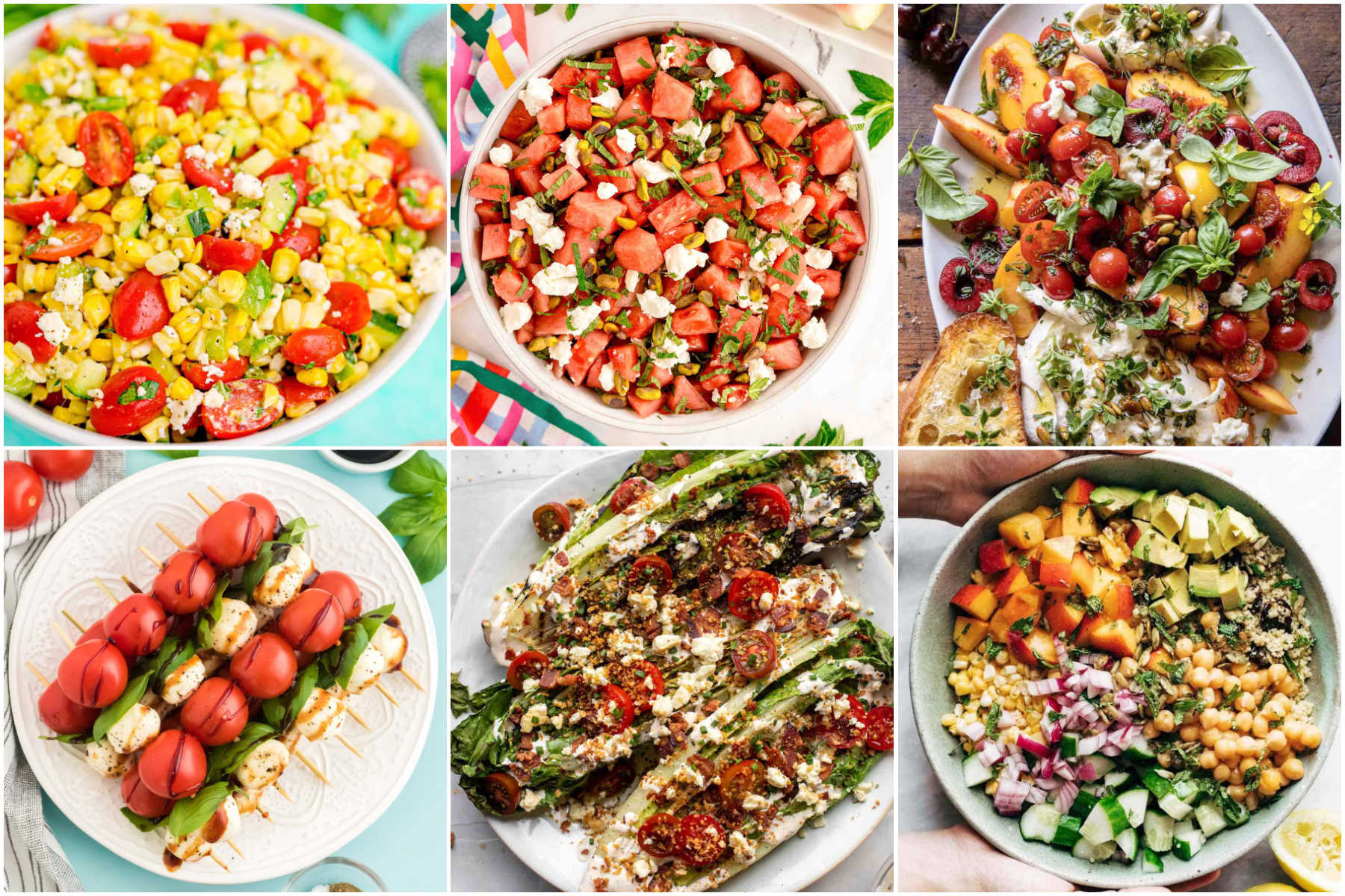 collage of summer salads