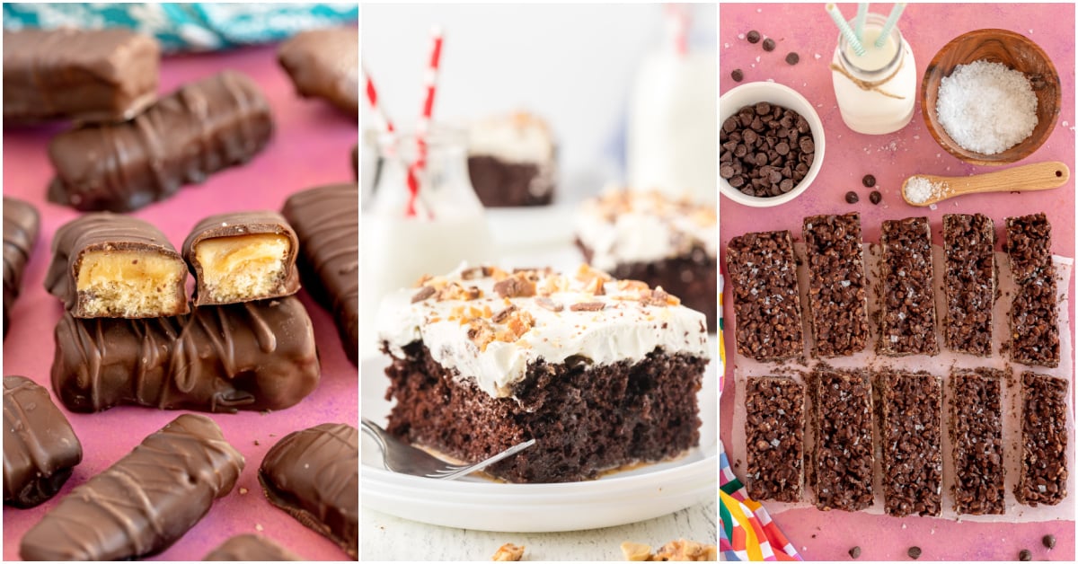 collage of images showing homemade candy bars