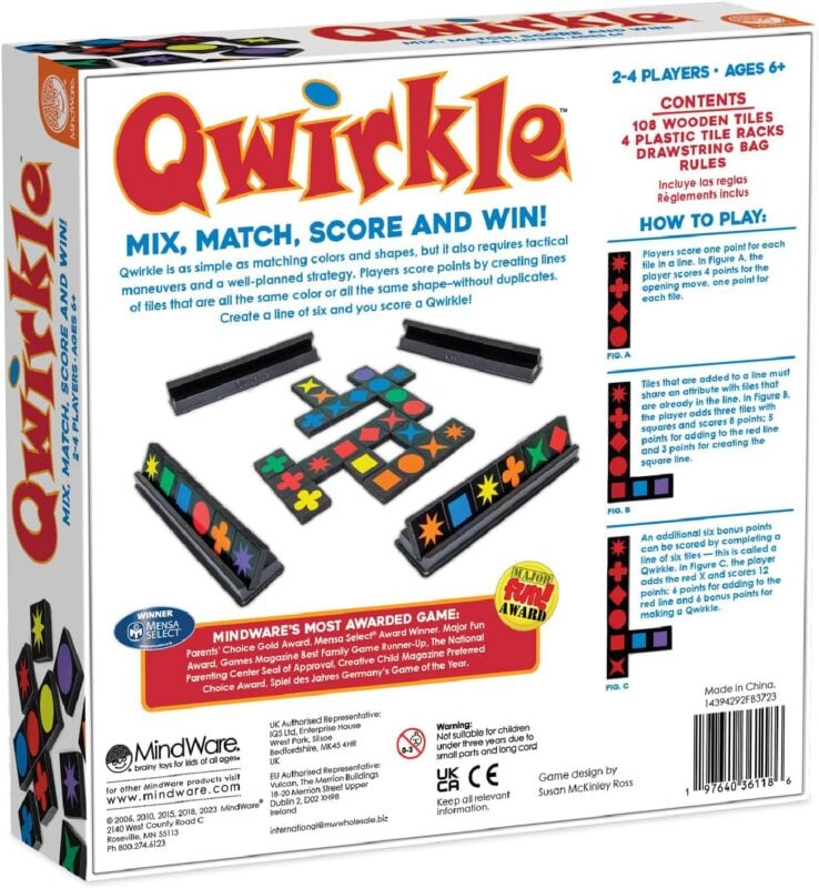 back of a qwirkle board game