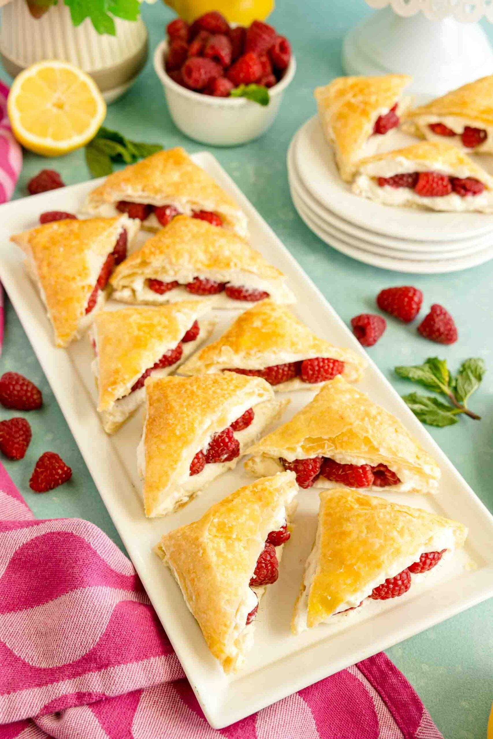 lemon raspberry napoleons on a plate
