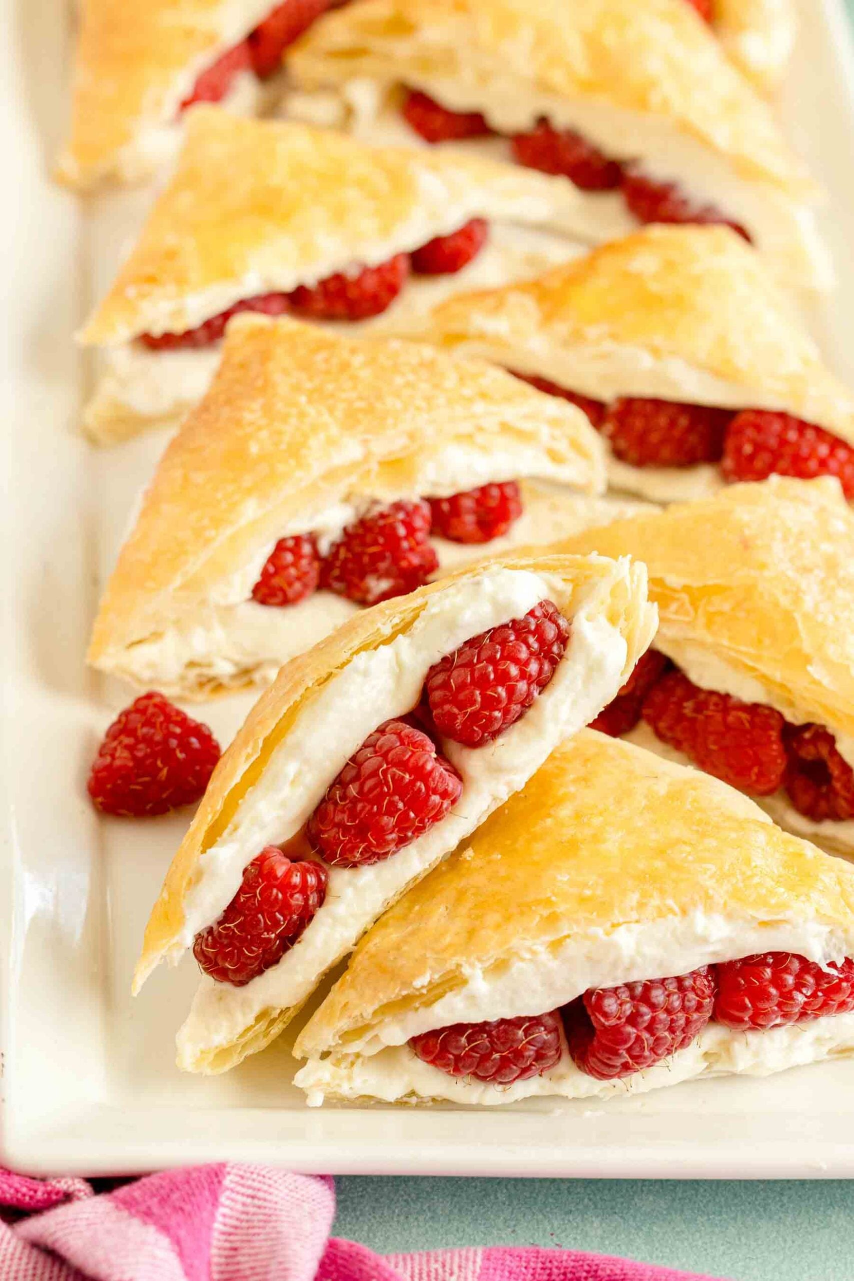 lemon raspberry napoleons on a plate