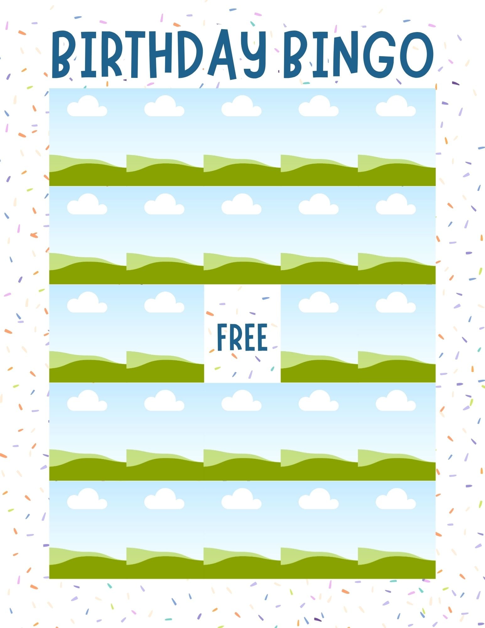 blank photo bingo card