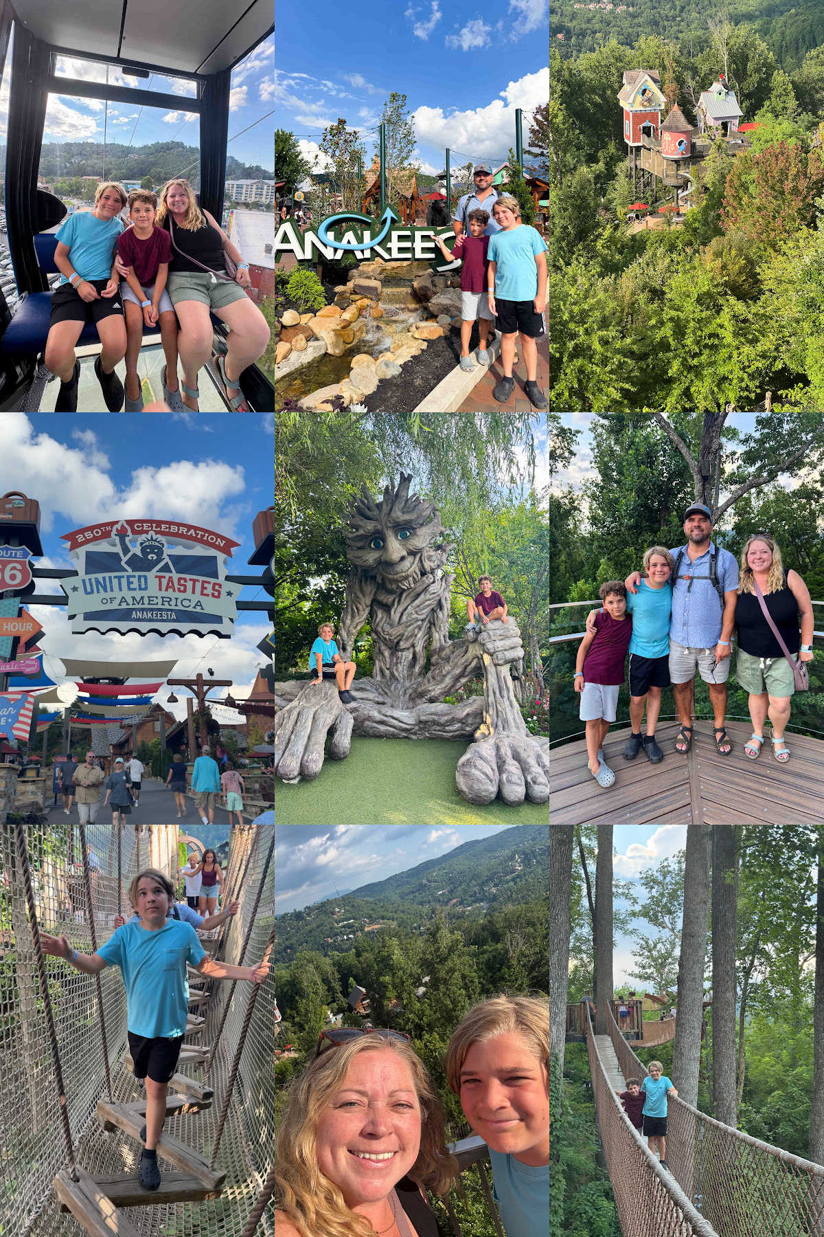 collage of images showing family at anakeesta