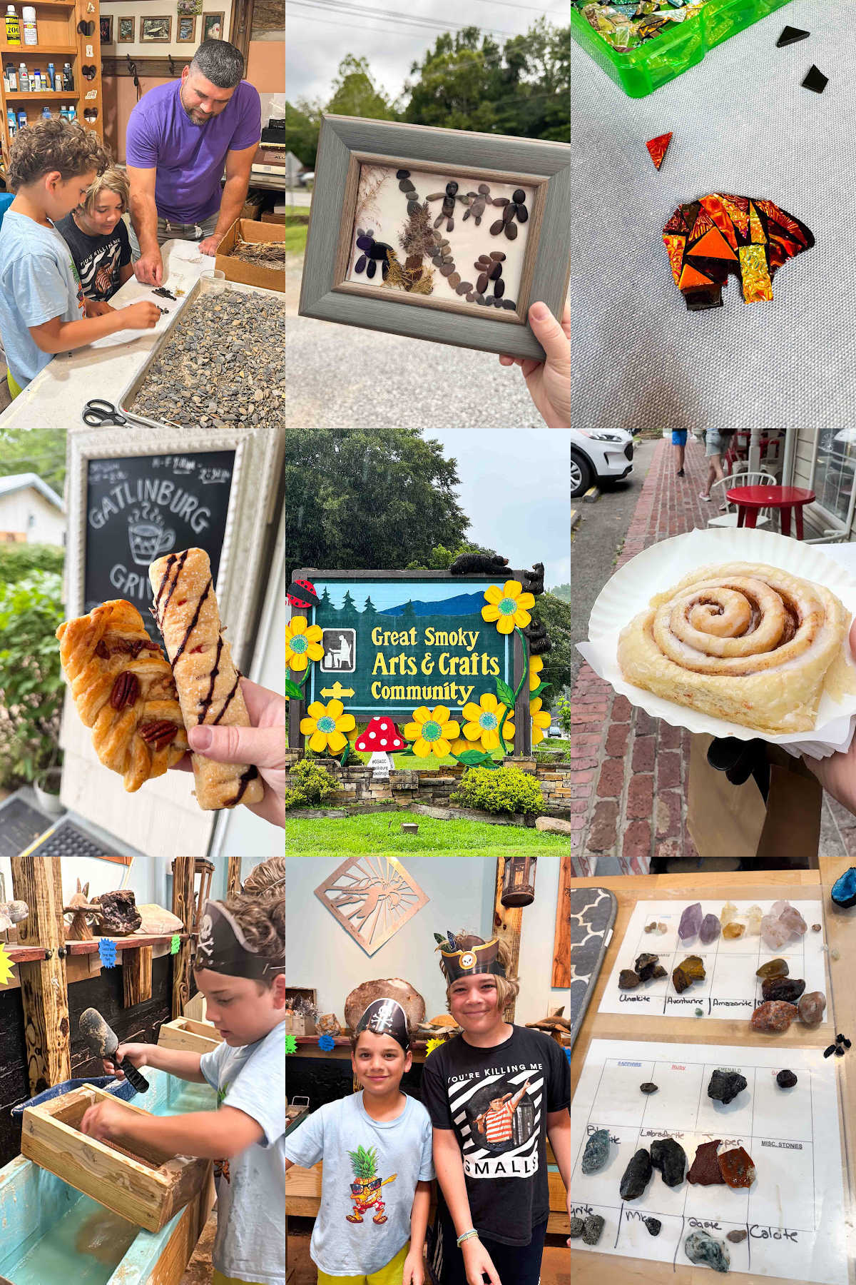 Family enjoying arts and crafts, food, and outdoor activities in Gatlinburg and Pigeon Forge.
