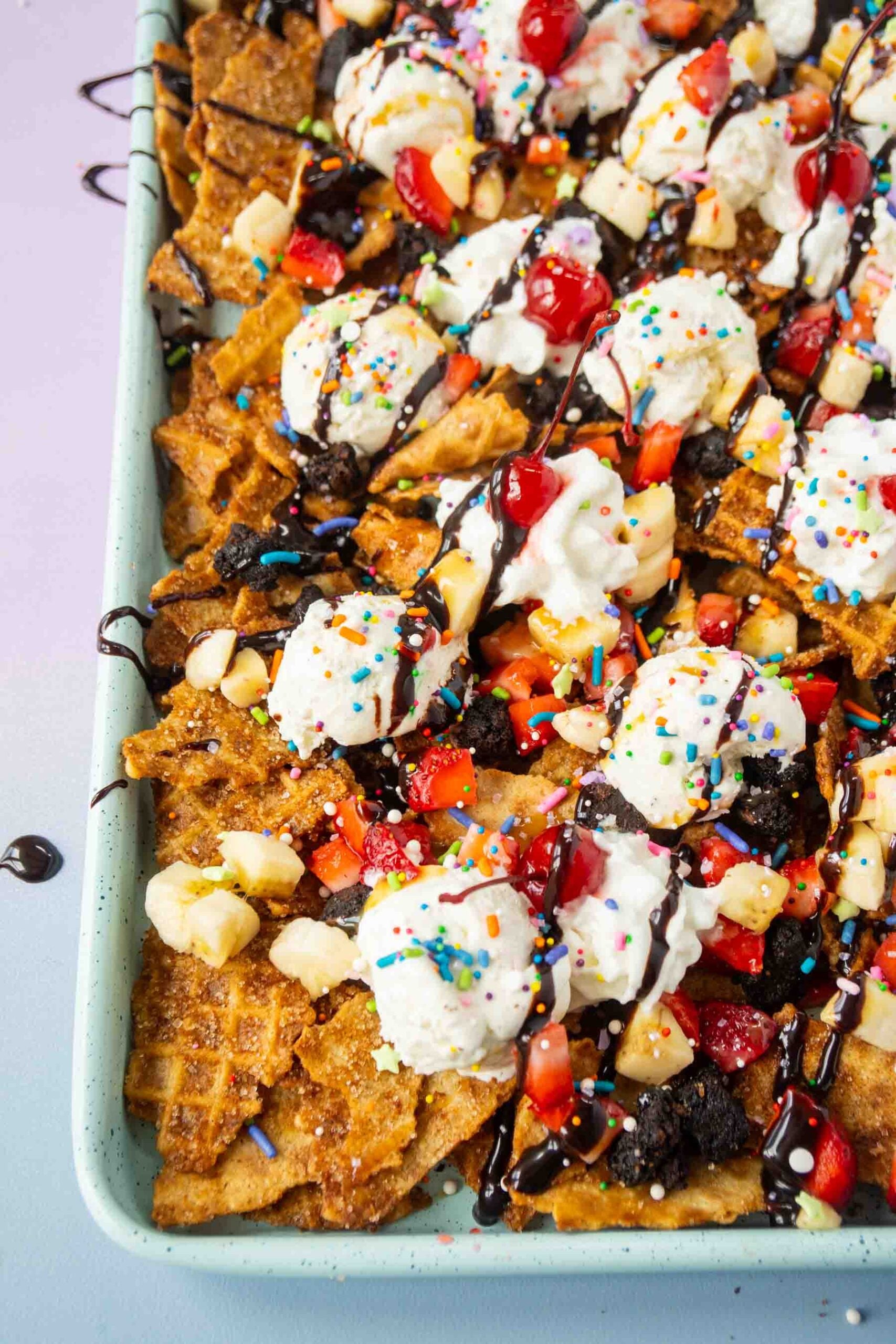 plate of ice cream nachos