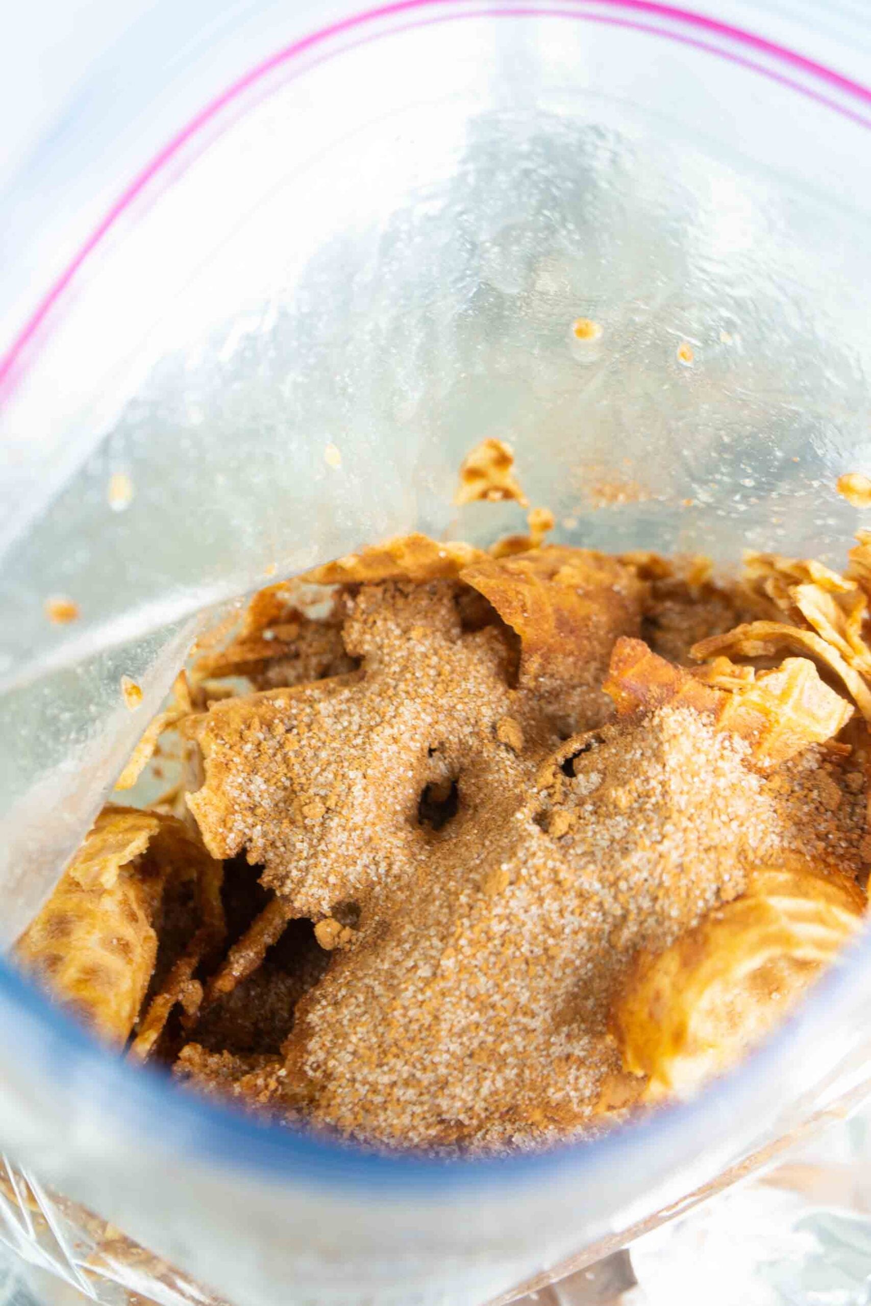 waffle cone chips with cinnamon in a bag