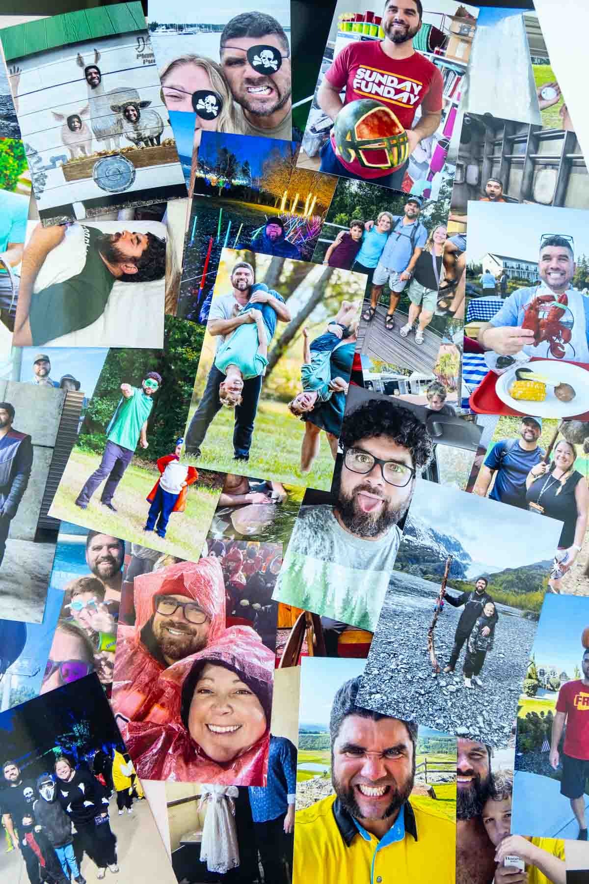 pile of 4x6 photos of a man 