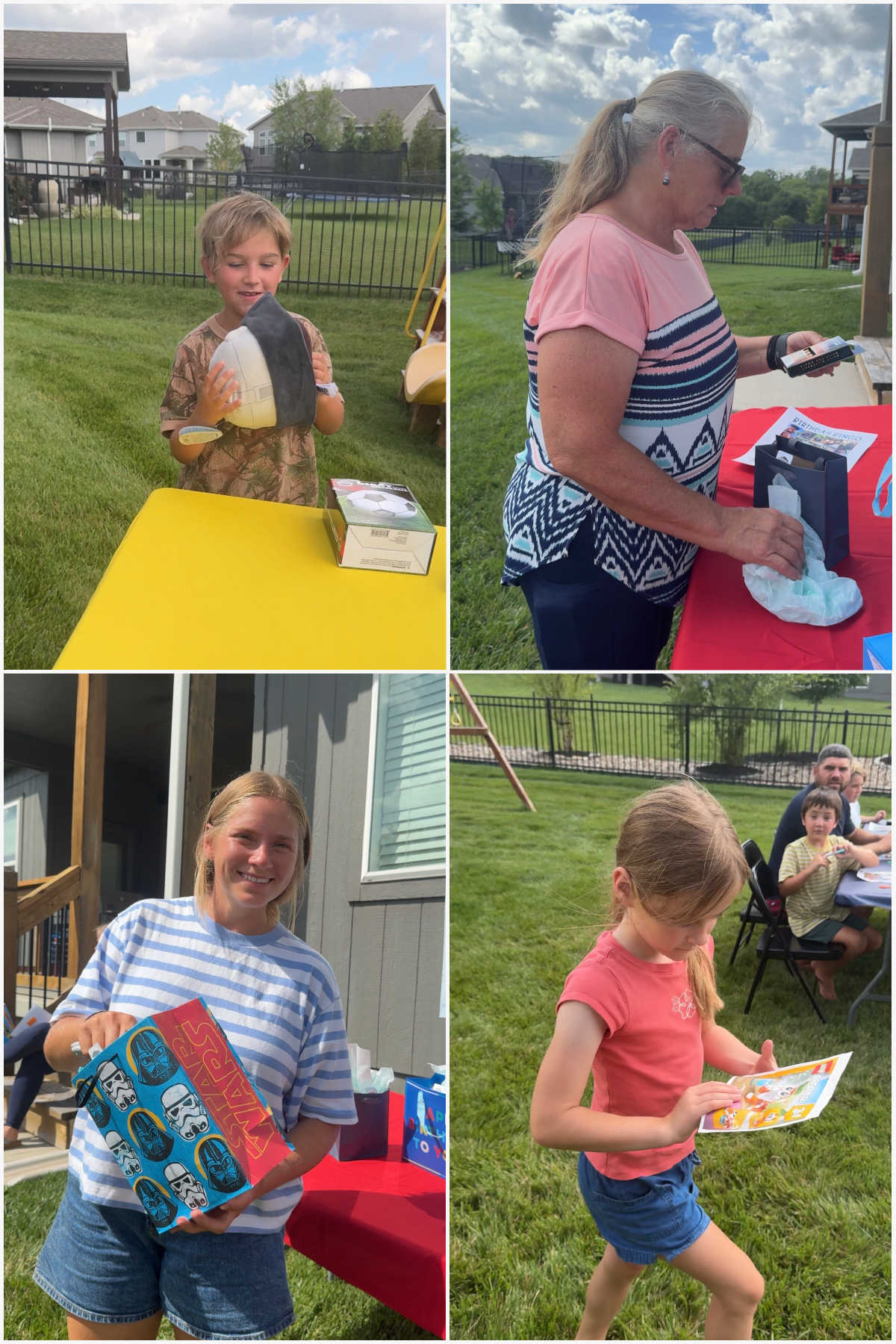 collage of photos of people getting bingo prizes