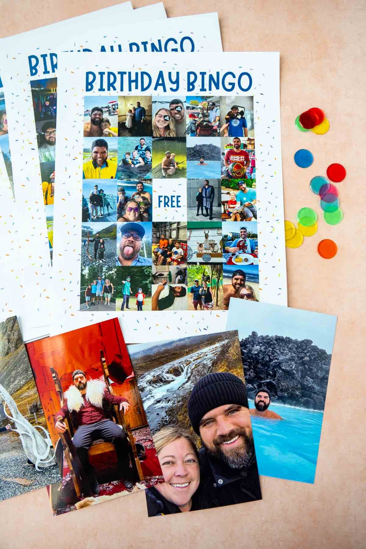 photo bingo game with bingo markers